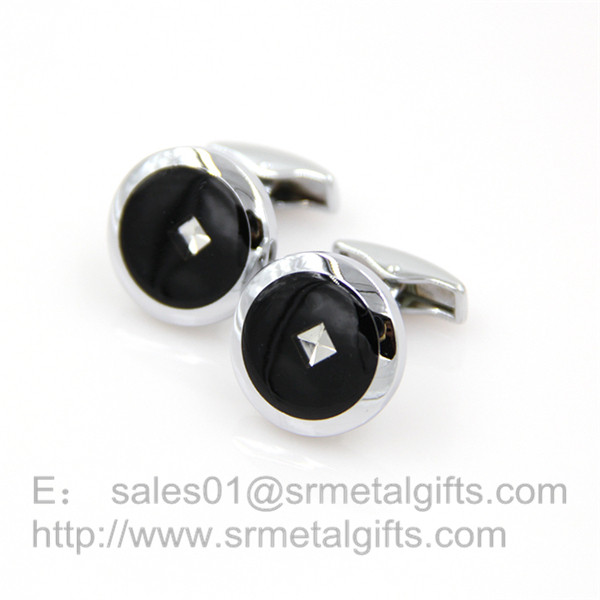 Wholesale Cheap stone and black enamel cufflinks for sale, in stock, China cufflink factory, from china suppliers