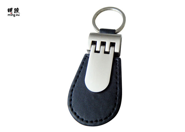 Wholesale Logo Printing Personalised Leather Keyrings For Men Black PU Zinc Alloy Body from china suppliers