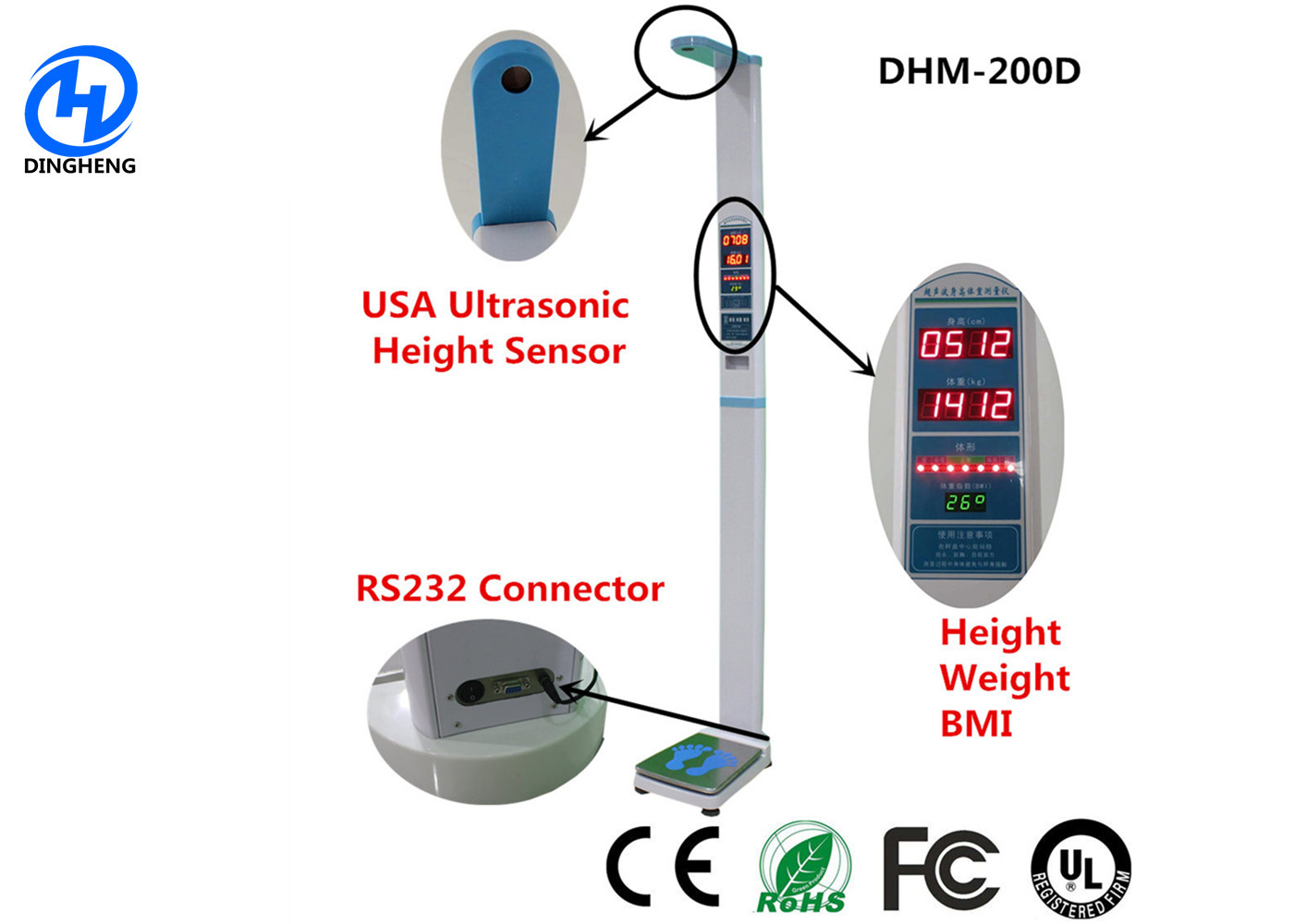 Wholesale Medical height weight scales with thermal printer and ultrasonic height sensor from china suppliers