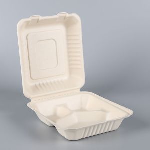 Biodegrabable bagasse pulp Clamshell Lunch Box