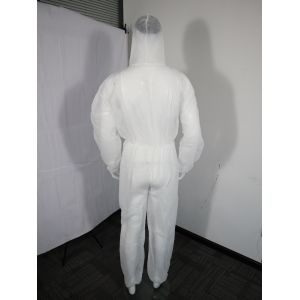 Elastic Hood Disposable Protective Coverall Mens Overalls With Zip Front Single