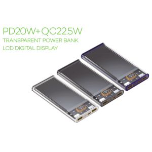 Wholesale PD20W+QC22.5W TRANSPARENT POWER BANKLCD DIGITAL DISPLAY from china suppliers