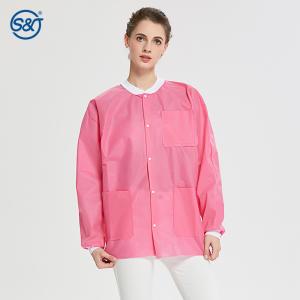 Protective SMS Disposable Lab Coat 3 Plys Layers SMS Lab Coat Non woven Multiple