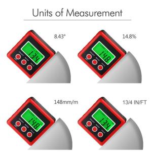 Red Precision Digital Protractor Inclinometer Water Proof Level Box Digital