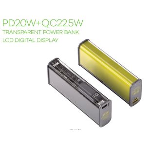 Wholesale PD20W+QC22.5W TRANSPARENT POWER BANK LCD DIGITAL DISPLAY from china suppliers