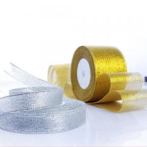 China Wholesale High Quality 3/4 Gold And Silver Ribbon Glitter Grosgrain Ribbon Hair Bows on sale
