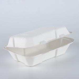 9 X 6" Natural Fiber Clamshell Take Out Boxes , Bagasse Sugarcane Pulp Molding