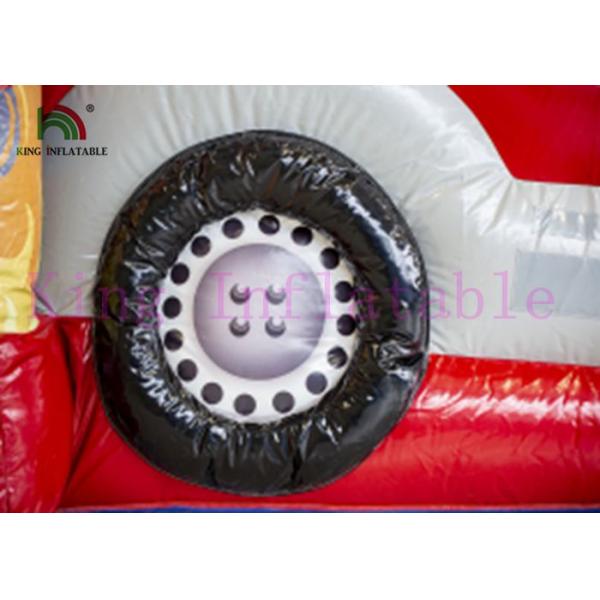 Red Firetruck 0.55mm PVC Inflatable Jumping Castle With Slide For Kids