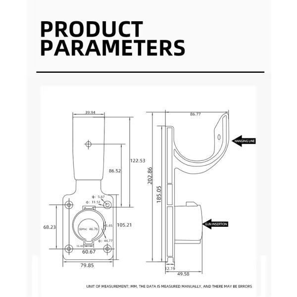 1EV Charger Plug Holder Coded Lock Dummy Socket Wall Mounted Ev Charging Cable Holder