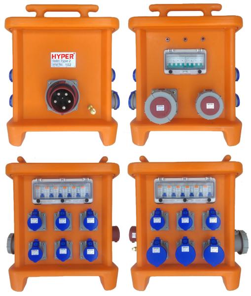 Quality MK2 Portable Power Distribution 380V 125A Thermoplastic IP66 Custom Power Distribution With Circuit Breakers' Protection for sale