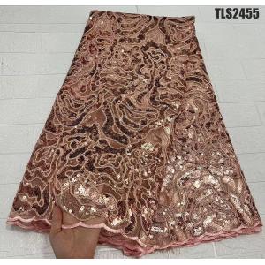 New Arrival Quality Fancy Sequin Embroidery Mesh French African Lace Fabric For