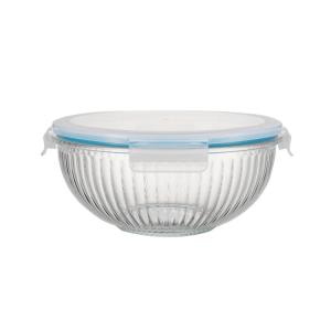 Striped High Borosilicate Glass Mixing Bowl 180ml-3500ml with PP Lock Lid