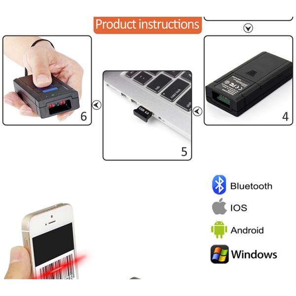 Anti - Interference 1D 2D Wireless Bluetooth Barcode Scanner For IOS Android Win
