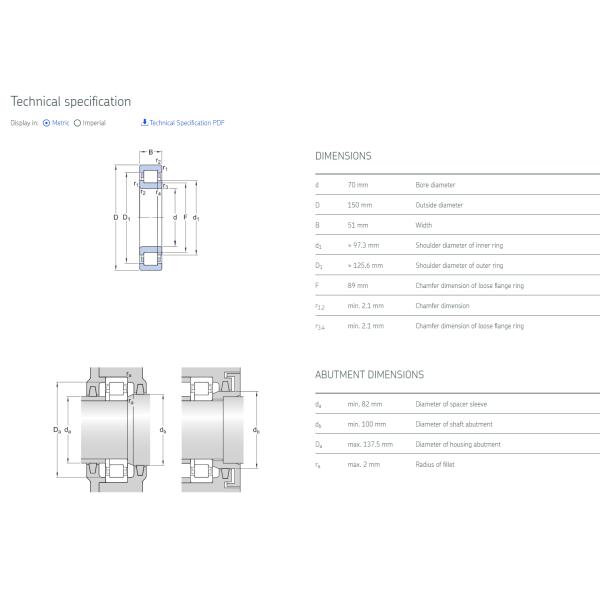 Cylindrical roller bearings, single row NUP2314ECP