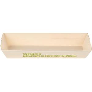 Compostable Food Containers, Rectangle Wooden Bento Boxes - Long Flare, Grease