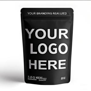 Custom Printed Smell Proof Stand Up Ziplock Mylar Bags 3.5g Resealable Aluminum