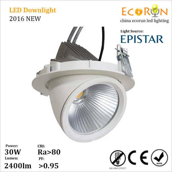 Quality cool white 220v 25w gimbal led cob downlight recessed adjustable with 24deg 60deg for sale
