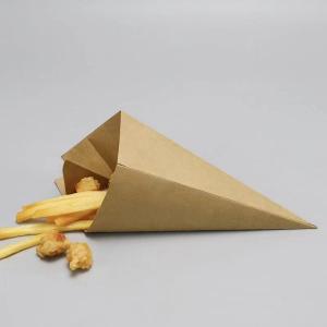 Custom Print Logo Biodegradable Paper Triangle Packaging Waffle Cone Holder