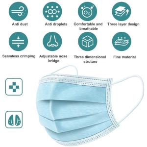 In Stock 3 Ply Earloop Non Woven Antivirus Dust Disposable Nose Face Mouth Mask