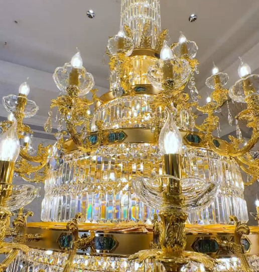European Style Candle Extra Large Crystal Chandeliers For High Ceilings