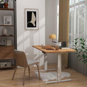 Leisure Sit and Stand Up Office Table with Custom Brown Wooden Grain Finish