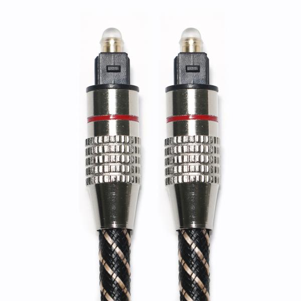 Red&Toslink Digital Audio Cable Nylon Braided Textured Rope OD4.0 Metal Plated