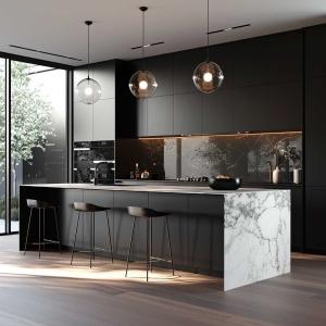 Custom Solid Wood Kitchen Cabinets Luxury Ash Wood Design with Soft-Close Hinges