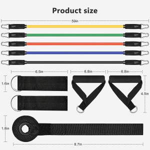 customized 1.2m 11pcs Resistance Bands Set With Foam Handles