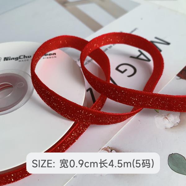Shinny Glitter Velvet Ribbon 6mm-38mm Deep Red Velvet Ribbon Soft