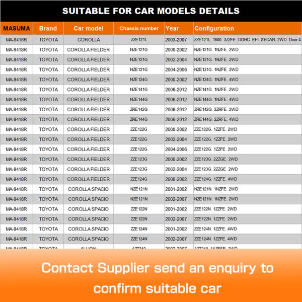 Car Fitment TOYOTA FAW GR Control Arm for ALLEX NZE121 NZE121 by MASUMA NO. MA-9418R