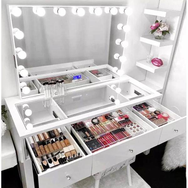 Customized Hollywood Dressing Table Mirrored Desk For Bedroom