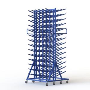 Double Sides Roller Industrial Display Stands With Six Columns Upright Pole