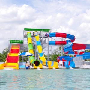 Commercial Water Park Slides Rainbow Spiral Waterslide Hot DIP Galvanizing