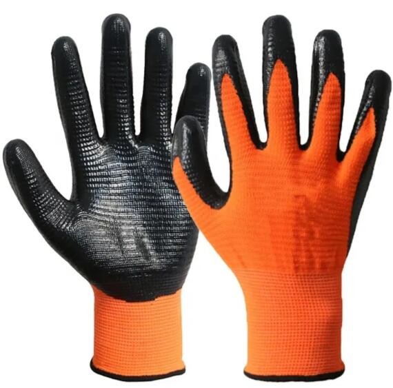 Quality Nitrile Palm Coated Work Gloves U3 Nitrile Coated Knitted Gloves Polyester Zebra Shell for sale