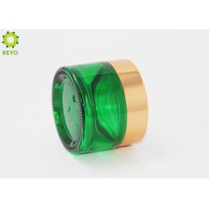 Green Frosted Glass Empty Cosmetic Containers Wide Mouth Type With Golden