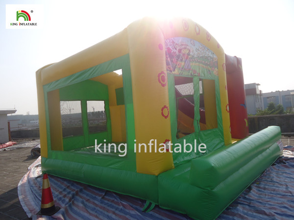 Colorful Amusement Inflatable Jumping Castle With Slide For Toddler Oxford CE Blower