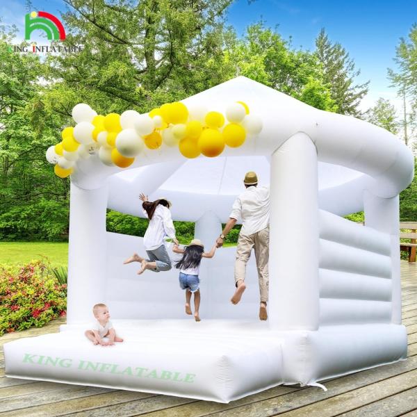 Custom White Inflatable Bounce Castle Party Wedding Bouncer House With Circular Roof