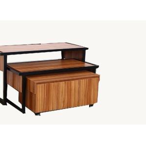 Walnut Plywood Board Clothing Store Display Tables On Four Wheels OEM & ODM