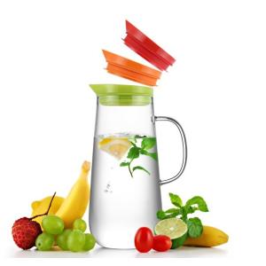1250ml Sustainable Glass Water Pitcher Kettle Jug With Lid ODM