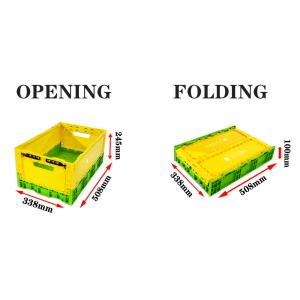 508*338*100mm Folding Size Plastic Crates for Convenient Vegetables Transportati