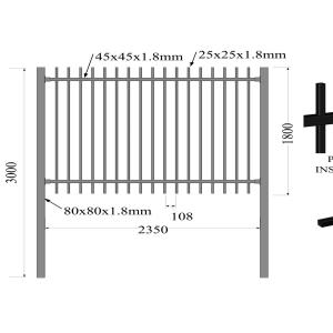 1800mm High X 2400mm Wide Two Rails*40X40X2.0 Upright*25X25X1.6 Powder Coated