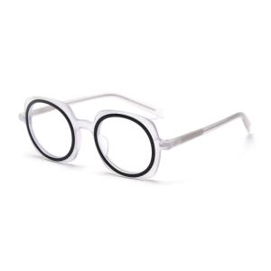 Round Upscale Acetate Frame Glasses Retro Men Women Fashionable Computer Glasses