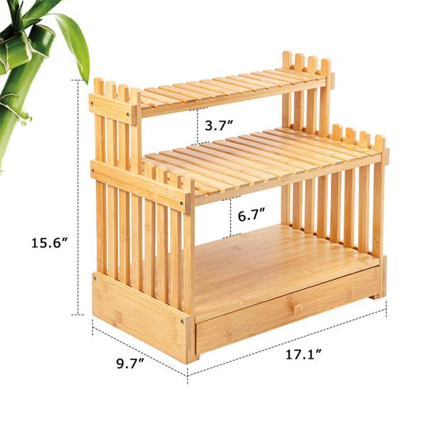 Organize Your Kitchen Countertop in Style with 3-Tier Bamboo Standing Spice Rack