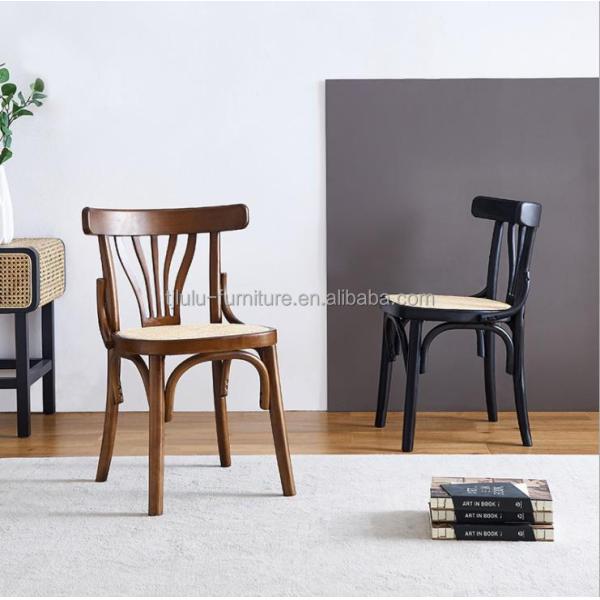 Solid Wood Stackable Nordic Design Rattan Seat Dining Chair