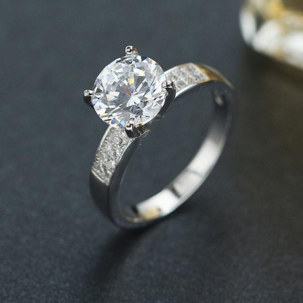 Women 925 Silver Brilliant CZ Diamonds Wedding Engagement Ring (RE663)