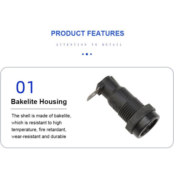 Heat Resistance Vertical Terminal MF528 Panel Mount Fuse Holder 5x20mm 10A 250V