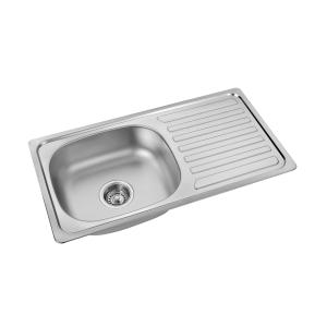 Satin Drop In Single Kitchen Sink With Drainboard 0.6mm 0.8mm