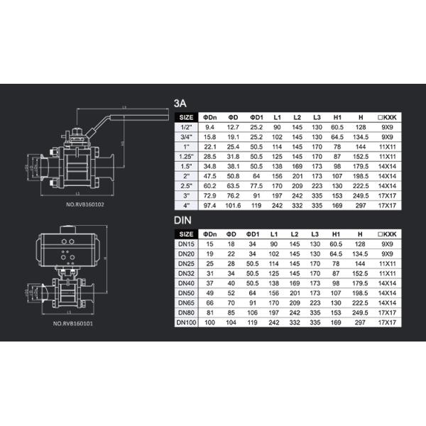 Sanitary Manual 3PC Casting Ball Valve Flanged Connection