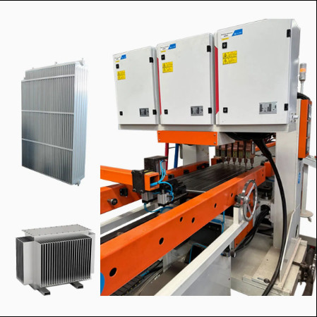 Quality Transformer Radiator Fin Production Line PLC Control Steel Panel Radiator Production Line High Automation With Servo Motors Multi-head Gantry Spot Welding for sale