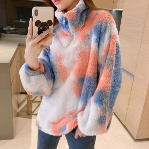 Polyester Faux Fur Tie-dye rainbow fashion design Antiflaming Static-free Anti